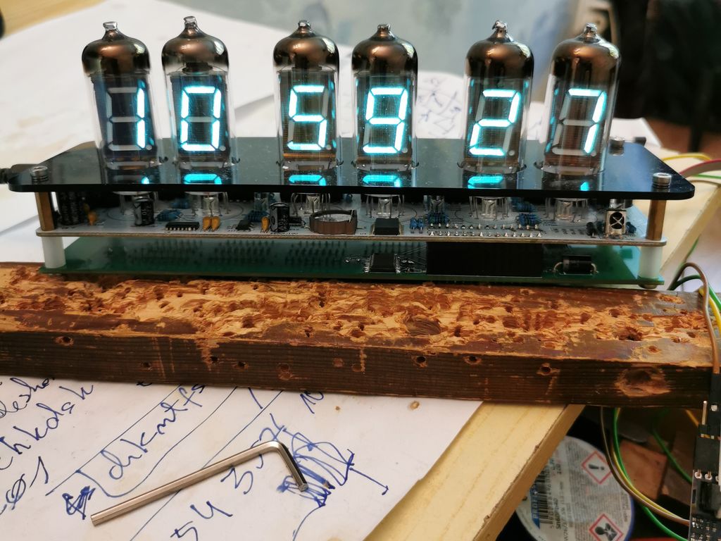 IV-11 VFD clock displaying time